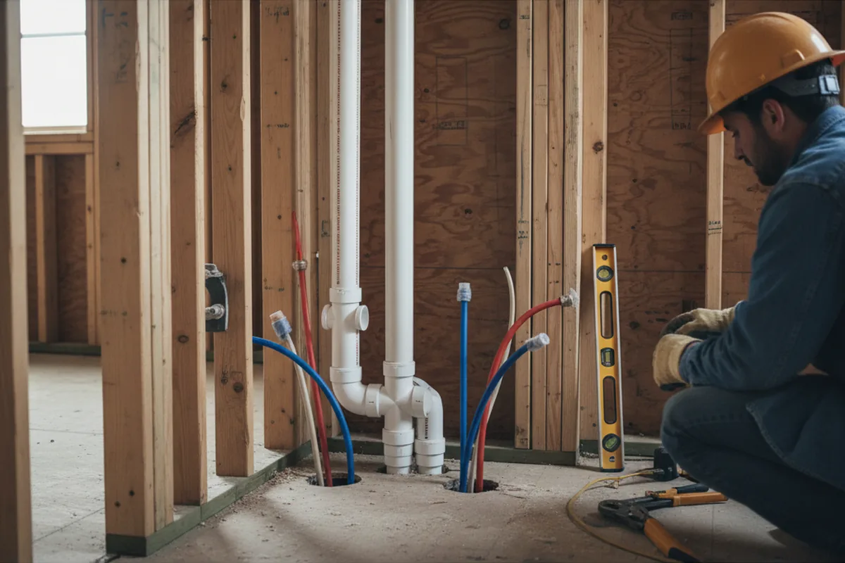 Drain and supply rough-in during Leak Detection in Willow Grove